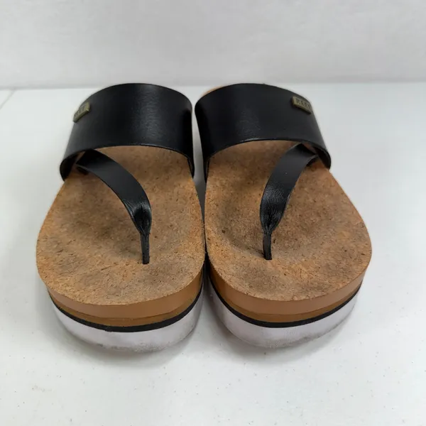 Reef 8 Cushion Sol Hi Black Cork Platform Thong Sandal Beach Casual Flatform - Image 4