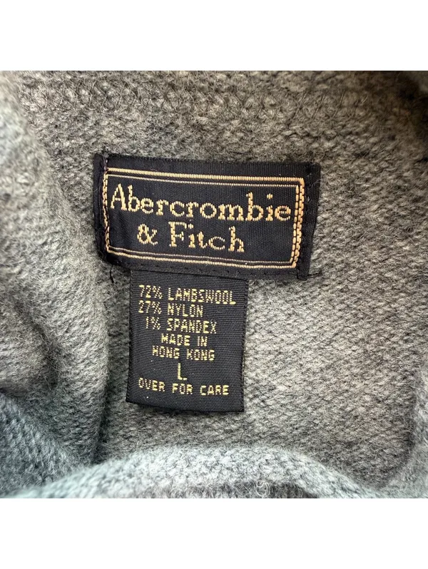 Abercrombie & Fitch AF Utility Lambswool Turtleneck Sweater Gray Y2K Womens L - Image 4