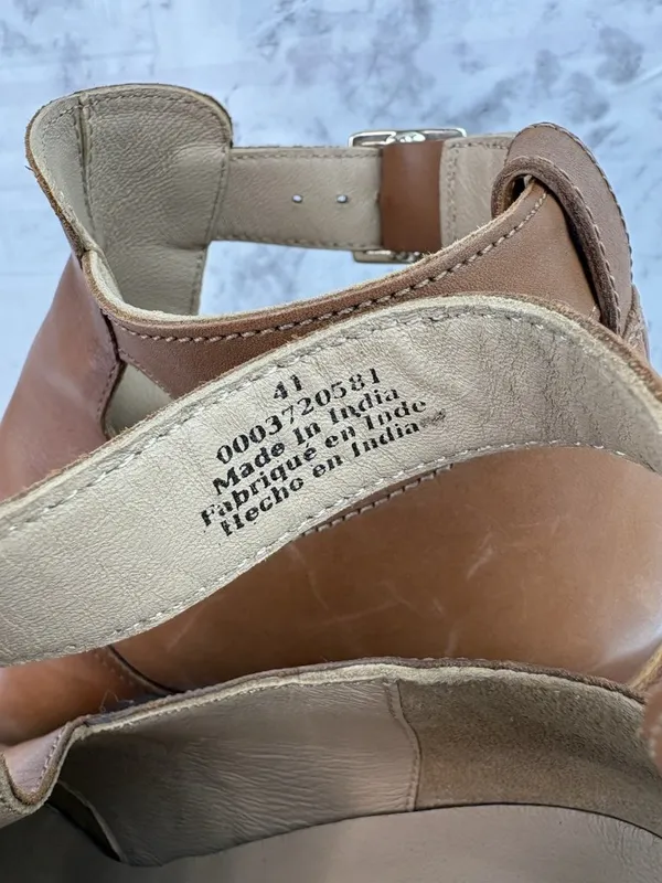 *Free People Brady Buckle Shoe Boot Womens Size 41 Cognac Brown Leather Buckle - Image 10