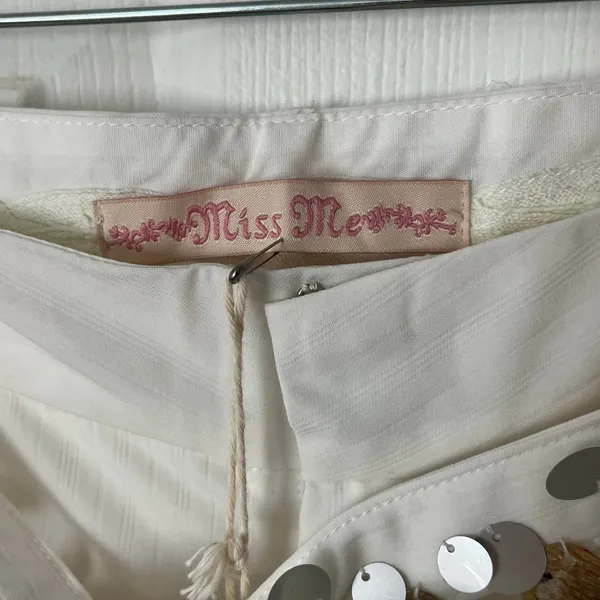 Miss Me White Trousers w/Shell Sequin Belt - Size S - NWT - Image 4