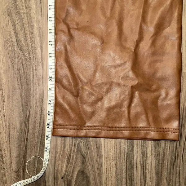 Bagatelle‎ Womens Cognac Faux Leather Cropped Wide Leg Flare Pants Size M - Image 4