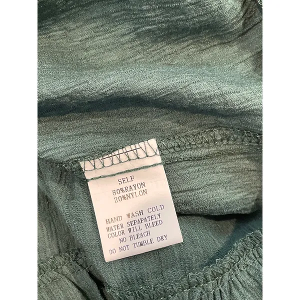 Pinch Dark Green Ruffle Trim Dress Size L Flutter Sleeve V‑Neck - Image 7