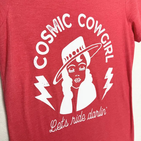 Western Cosmic Cowgirl Graphic Tee Size Medium Country Concert Festival T-Shirt - Image 2
