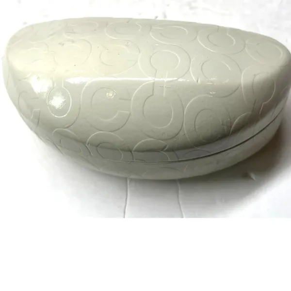 Coach hard shell glasses case embossed signature logo cream sunglasses large - Image 3