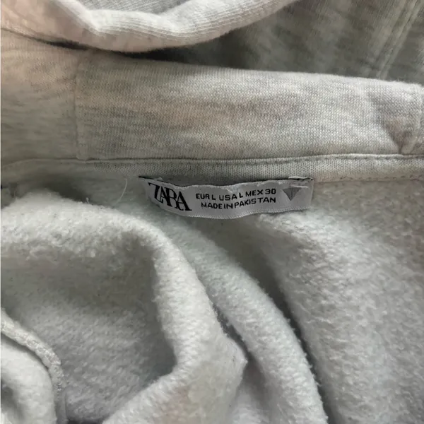 Zara Light Gray Women's Zip-Up Hoodie Jacket - Image 3