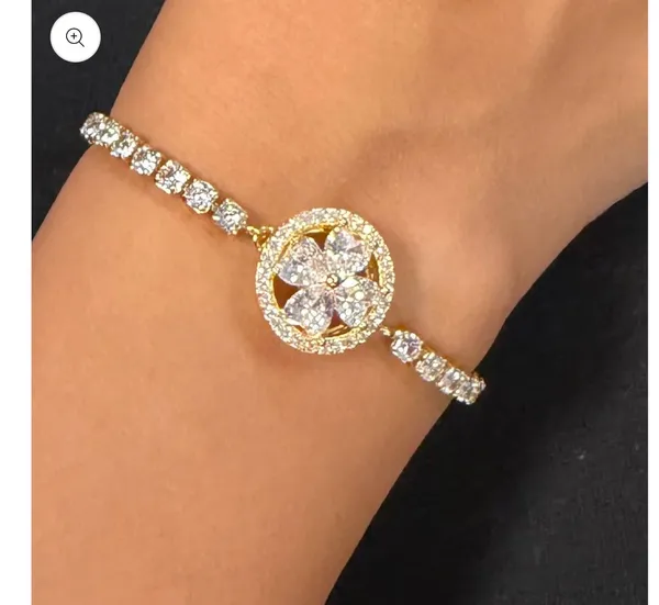 Rotating Spinner Halo Crystal Bracelet – Tennis Style - Image 4