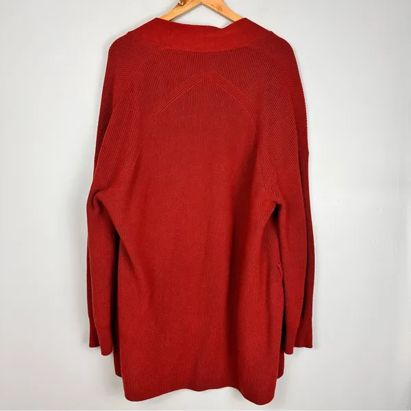 Lululemon Merino Wool Blend Ribbed Long Wrap Sweater Cardigan Cayenne Size 10 - Image 7