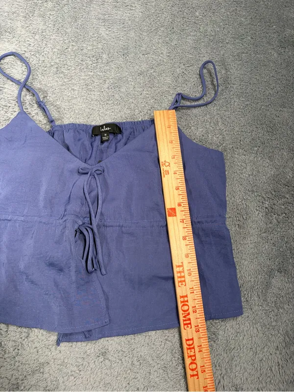 Lulu's Blue Tie-Front Cami Tank Top crop medium NWT - Image 7