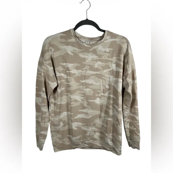 Athleta Studio to Street Camo Sweatshirt Womens S Oatmeal Beige 432058‎ - Image 3