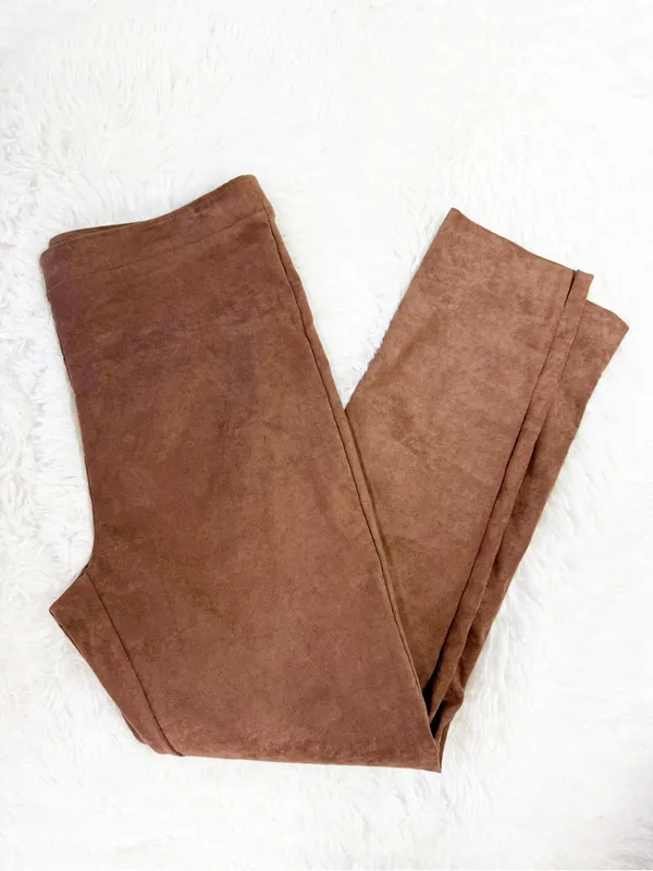 Kobi Halperin Brown Faux Suede Pull On Pants Size Medium - Image 5