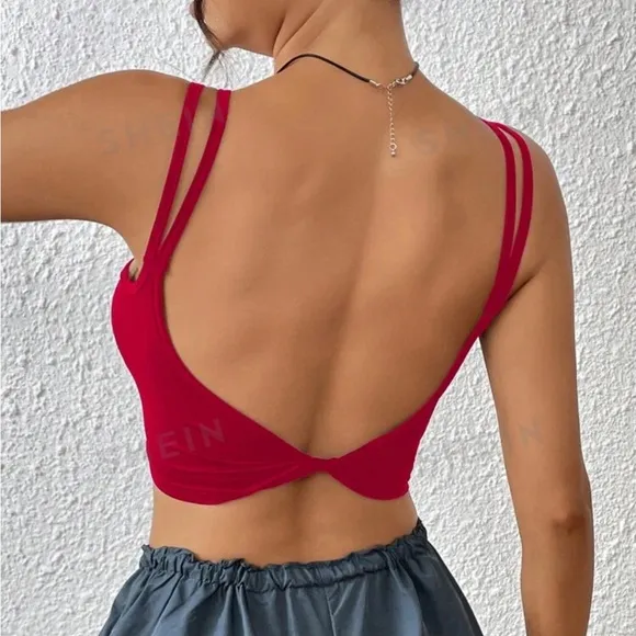 Red Cropped Tank Size M - Image 2