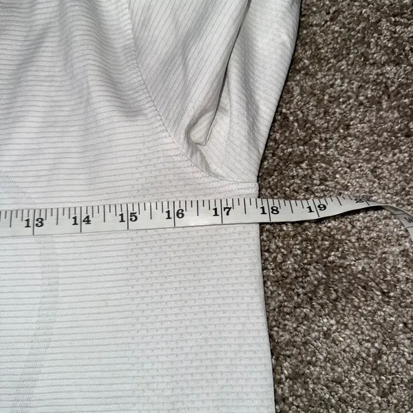Lululemon Swiftly‎ Tech Long Sleeve Women 10 White Excellent Striped Crewneck - Image 3