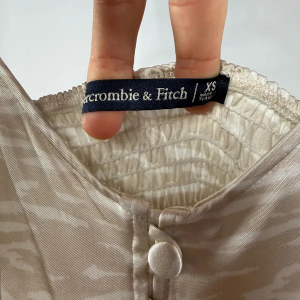 Abercrombie & Fitch Button Up Satin Slip Zebra Mini Dress in Tan‎ Cream Size XS - Image 5
