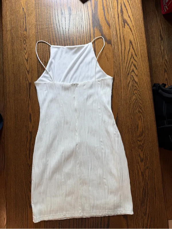 Study’s Elegant White Mini Dress with Slim Straps - Image 2
