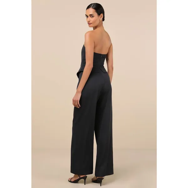 NWT Lulus Jumpsuit Polished Charisma Black Strapless Jumpsuit Party Cocktail XL - Image 3