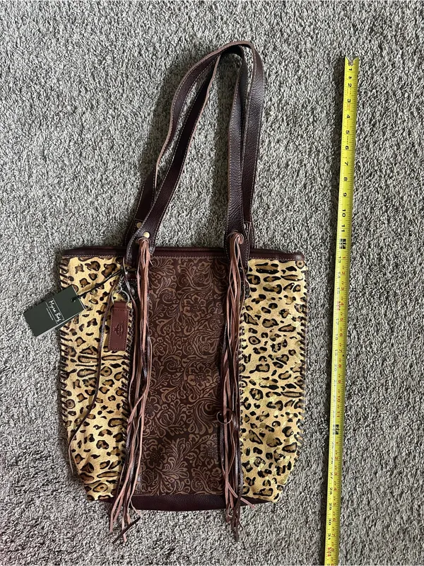 Myra Bag Golden Studs Leopard Animal Print Shoulder Bag Brown/Beige Zip Medium - Image 2