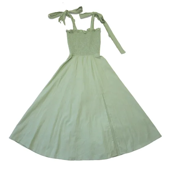 NWT House Of CB Carmella Midi in Sage Green Smocked Tie Strap Tank Dress XS - Image 2