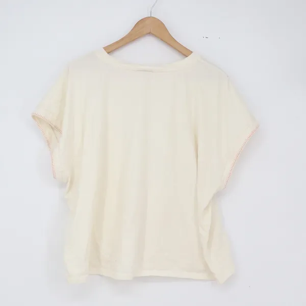 Universal Threads T-Shirt Womens XXL Boxy Cream Contrast Stitch Excellent - Image 5