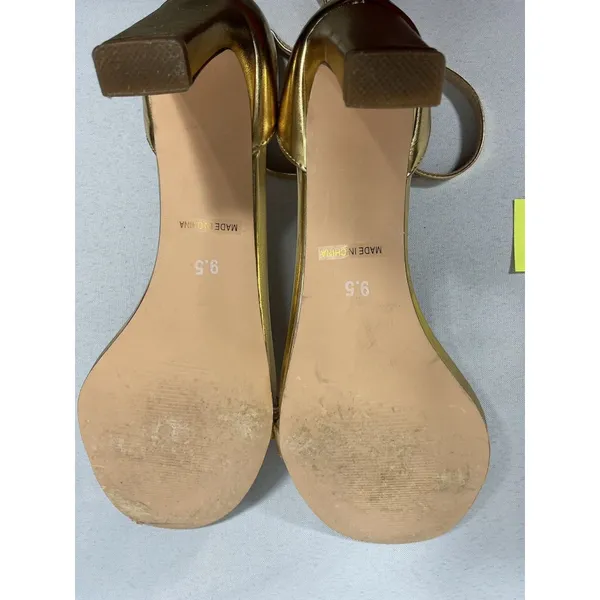 Womans Excellent Condition Teaieui Strappy Sandals 9.5 Gold Block Heel Strap - Image 7