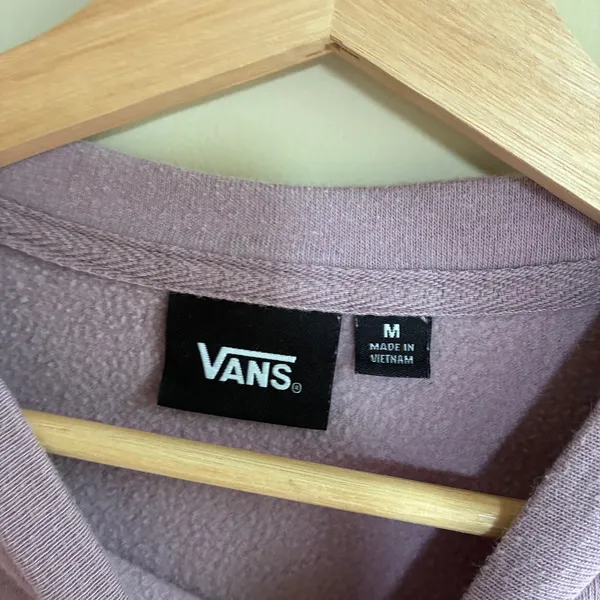 Vans purple fleece graphic sweater women's size medium drawstring waist pullover - Image 4