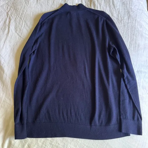 Banana Republic 100% Merino Wool Navy Mock Neck Sweater Tall L 90s Minimalist - Image 6