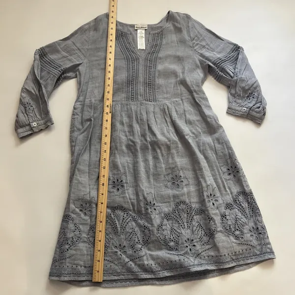 S Tommy Bahama ST. LUCIA SPLIT NECK LINEN-BLEND MINI DRESS IN BLUE - Image 5