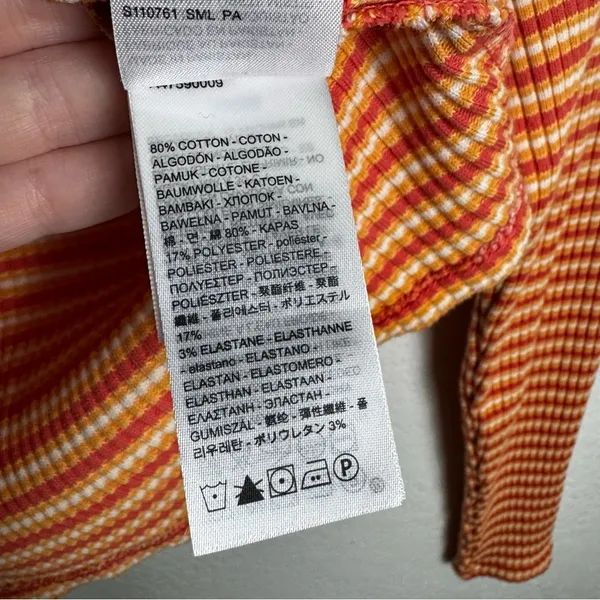 Levi's Britt Long Sleeve Snap Front Top Orange Red Cotton Blend Size Medium - Image 3