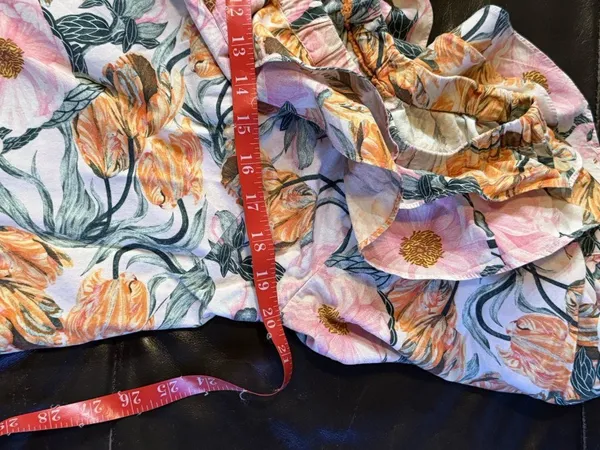 Cecilia Pettersson Anthropologie M Pink Floral Ruffle Off The Shoulder Puff Sle - Image 6