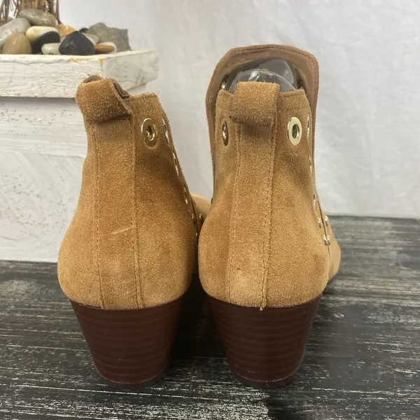 Sam Edelman Tan Rivet Trim Suede Ankle Bootie Shoes 6.5 NEW - Image 3