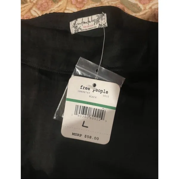 Free People Intimately NWT $58 Ties Over Guys Black Bodysuit Tie Straps Size L - Image 2