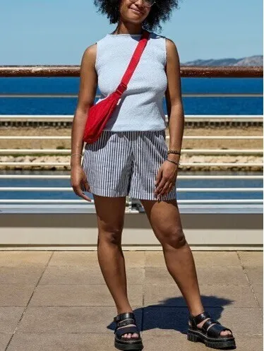 Uniqlo Shirring Boat Neck Sleeveless T-Shirt NWT Light Blue XL - Image 4