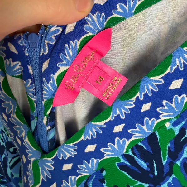 Lilly Pulitzer Addison‎ Floral Maxi Dress Size 14 Abaco Blue Turtle Awe Preppy - Image 7