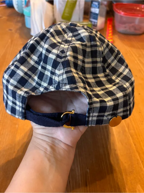 Draper James womens plaid adjustable baseball cap navy/white - Image 3