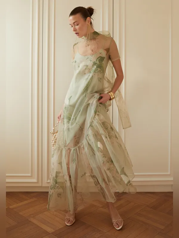 NWT Caara Melody Few Moda Maxi Dress size XS Green mint blossom floral - Image 4