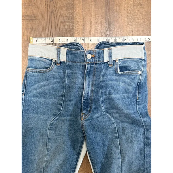 Revice Denim Venus Heart Jeans Two Tone High Rise Straight Leg Blue Cream 27 - Image 5