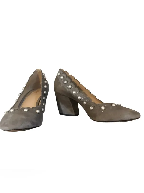 Botkier "Holly" Gray Suede Heels With Faux Pearl Beads (7.5) - Image 2