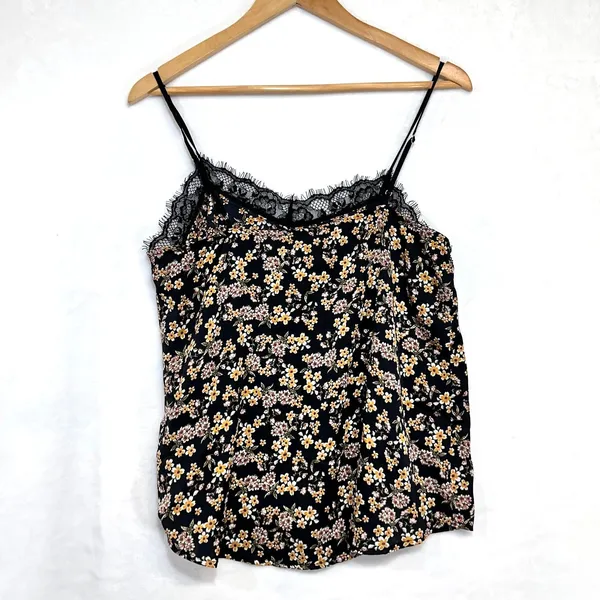 Wild Fable Small Lace Trim Moody Whimsy Goth Floral Black Camisole‎ Top Witchy - Image 3