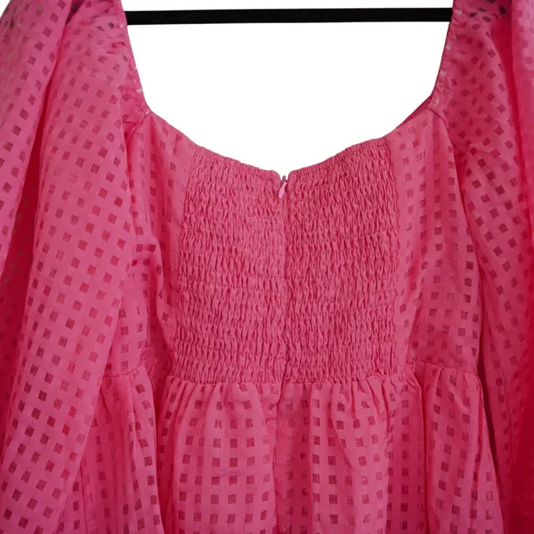 Petal + Pup Pink Check Wrap Mini Dress Smocked‎ Feminine Bachelorette Party - Image 8
