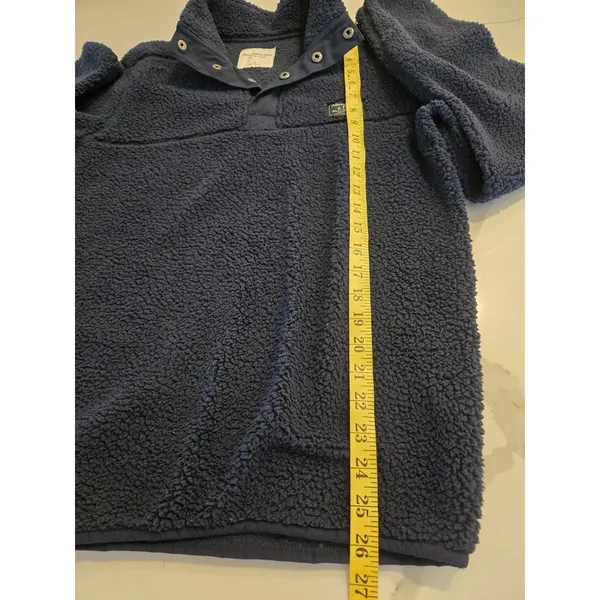 ​Abercrombie & Fitch Sherpa Fleece Pullover Snap Mock Neck Sweater Navy Blue S - Image 8