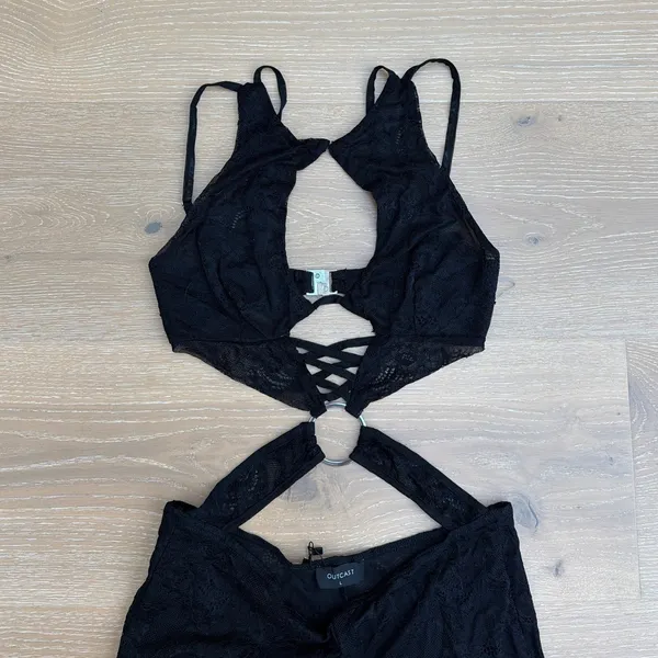 Outcast Jumpsuit Cutouts Lace Oakley Size L Black - Image 4