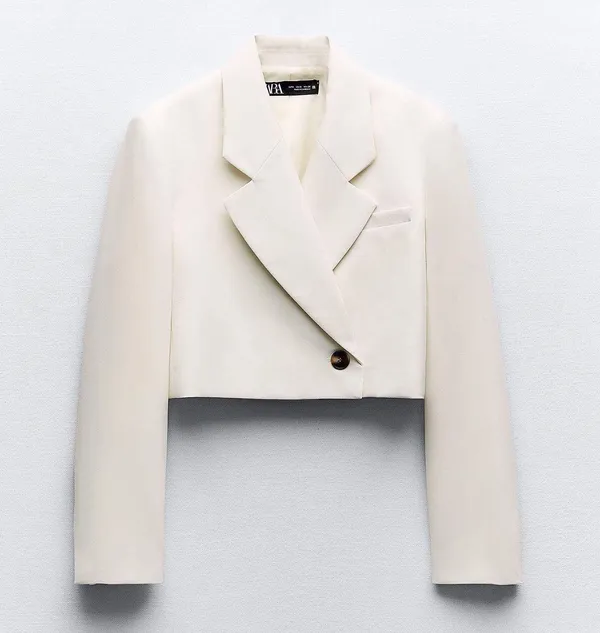 ZARA blazer cropped double breasted oyster white - Image 5