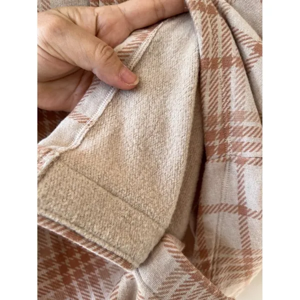 XL Victorias Secret PINK Womens Beige Plaid Flannel Shirt or Shacket Pocket - Image 7