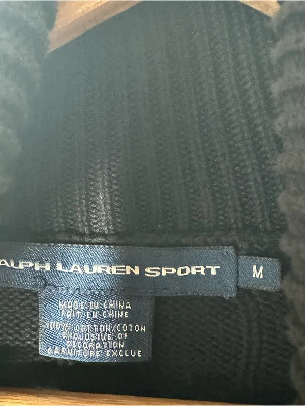 Ralph Lauren Sport Black Cable Knit Turtleneck Sweater Size Medium - Image 7