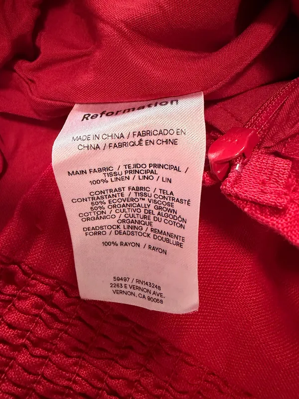 Reformation Emery Linen Top Red Size 2 - Image 7