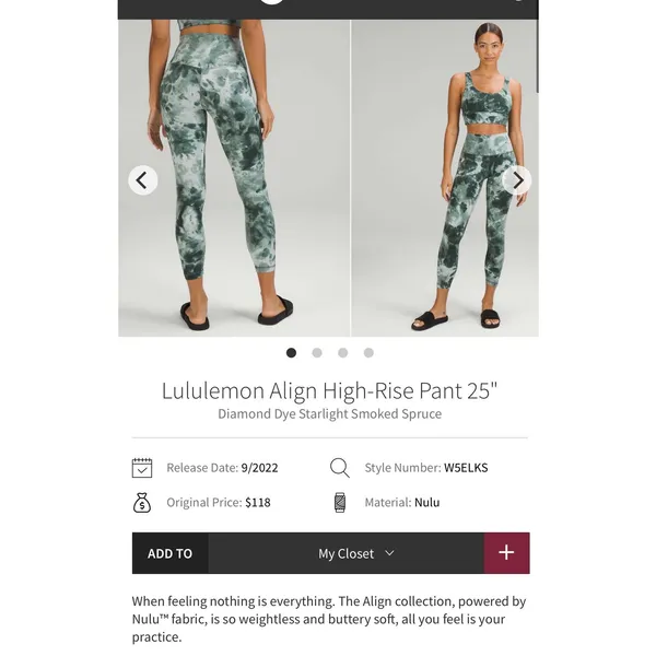 Lululemon Align High-Rise Pant 25" Diamond Dye Starlight Smoked Spruce 4 women - Image 2