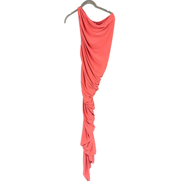 Norma Kamali Diana Ruched One-Shoulder Gown Papaya Size Small Peach Pink - Image 4