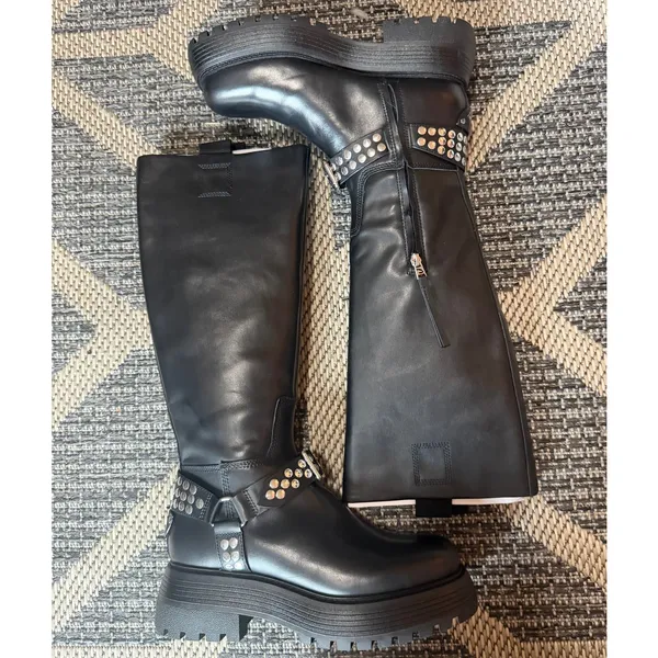Circus by Sam Edelman Hayes Metal / Black Platform Boot Size 9M - Image 3