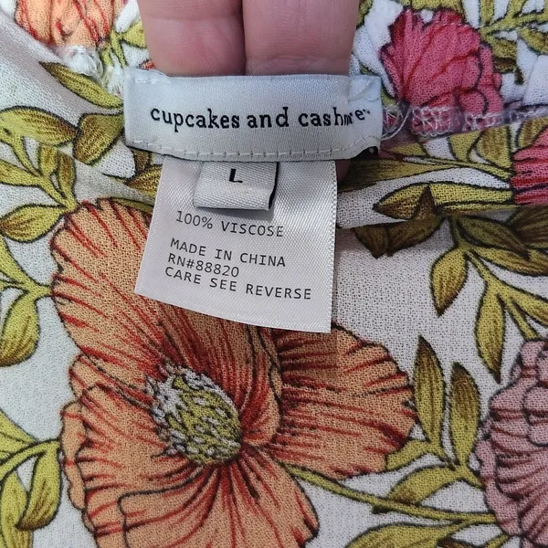 Cupcakes & Cashmere Spring Floral Viscose Boho Ruffle Midi Wrap Skirt Size Large - Image 4