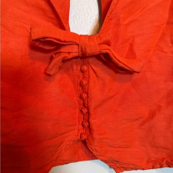 Anthropologie Maeve Tie Front‎ Cropped Blouse - Image 4