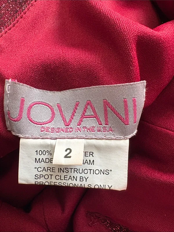 Jovani Size 2 Elegant Burgundy Glitter Slip Dress with High Thigh Slit - Image 3